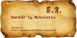 Barbély Nikoletta névjegykártya