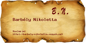 Barbély Nikoletta névjegykártya