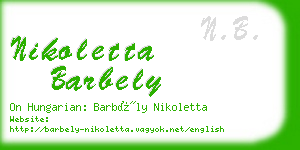nikoletta barbely business card